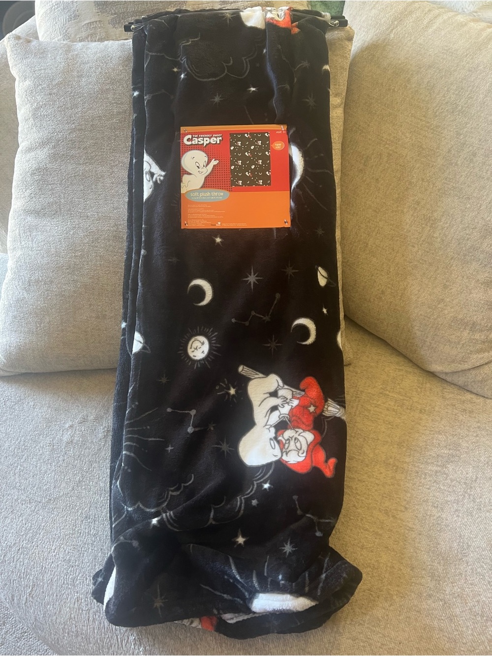 NWT Casper the Friendly Ghost Wendy Halloween Celestial Plush Throw Blanket 50x7